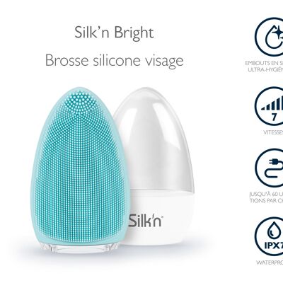 Brosse visage en silicone rechargeable étanche Bright Blue Silk'n FB1PE1B001
