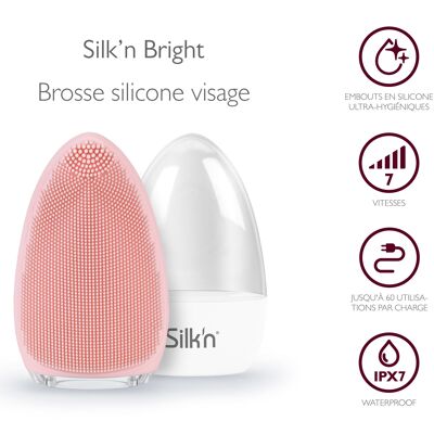 Cepillo facial de silicona recargable resistente al agua Silk'n rosa brillante FB1PE1P001