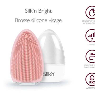 Cepillo facial de silicona recargable resistente al agua Silk'n rosa brillante FB1PE1P001