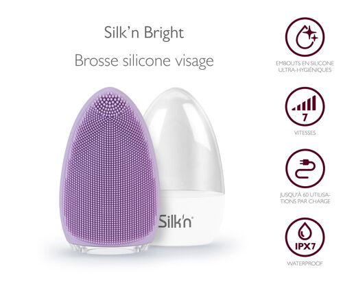 Brosse visage en silicone rechargeable étanche Bright Purple Silk'n FB1PE1PU001