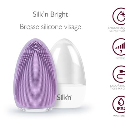 Bright Purple Silk'n Waterproof Rechargeable Silicone Face Brush FB1PE1PU001