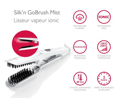 Brosse lissante vapeur ionique GoBrush Mist Silk'n GBM1PE1001