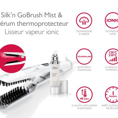 GoBrush Mist + heat-protecting serum ionic steam brush Silk'n GBMS1PE1001