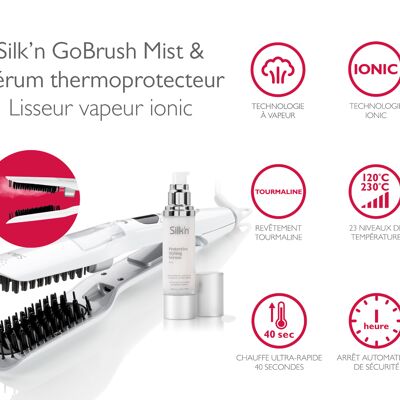 GoBrush Mist + spazzola a vapore ionico siero termoprotettore Silk'n GBMS1PE1001