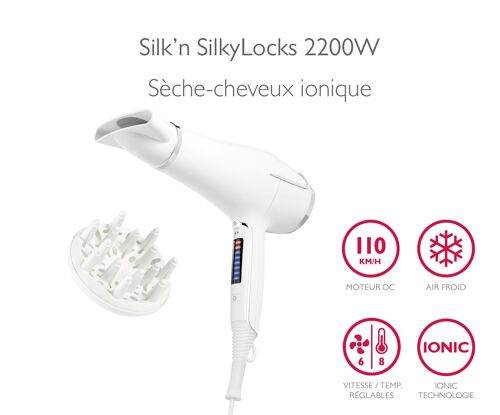 hair digital control dryer Silk\'n wholesale HD1PEU002 SilkyLocks Buy 2200W