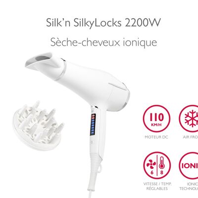 SilkyLocks 2200W Seche cheveux contrôle digital Silk'n HD1PEU002