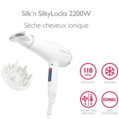 SilkyLocks 2200W Seche cheveux contrôle digital Silk'n HD1PEU002