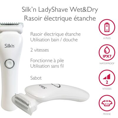LadyShave Wet&Dry Silk'n tri-zone waterproof feminine razor LSW1PE1001