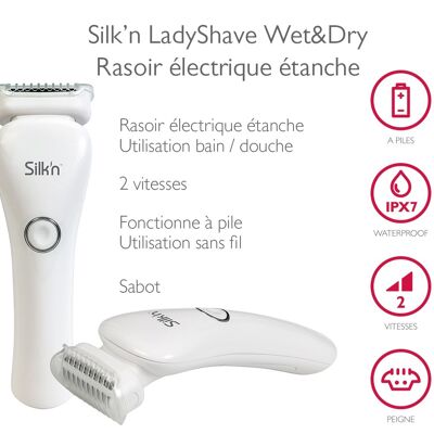 Maquinilla de afeitar femenina LadyShave Wet&Dry Silk'n tri-zone impermeable LSW1PE1001