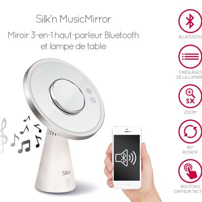 Music Mirror miroir 3-en-1 haut-parleur Bluetooth Silk'n MLB1PE1001