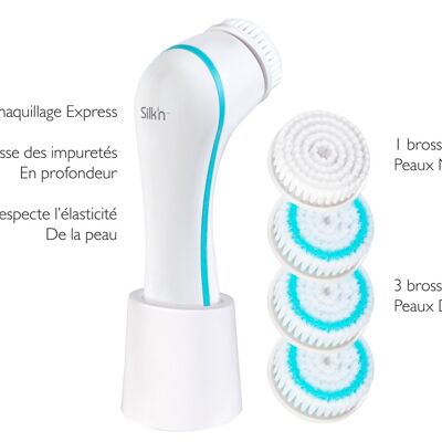 Pure COMBO waterproof rechargeable oscillating face brush - 4 brush heads included Silk'n SCPB1DAR001