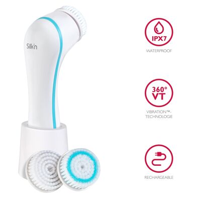 Pure waterproof rechargeable oscillating face brush - 2 brush heads included Silk'n SCPB1PE1001