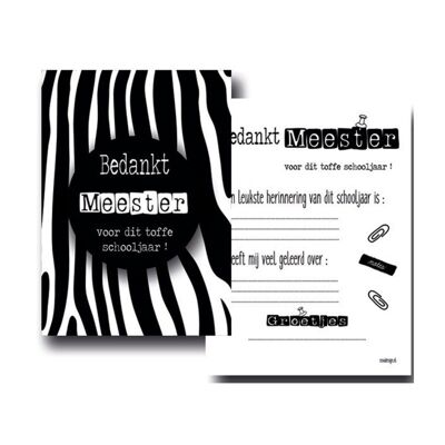 Kaart Meester zebra zwart/wit