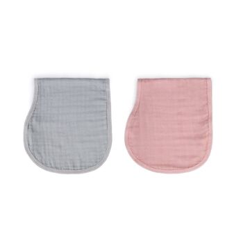 Bavoir d'épaule - Lot de 2 (Rose Pastel / Gris) 1