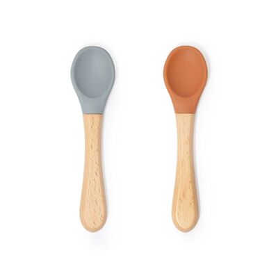 Set of two spoons (Pearl gray / Camel)