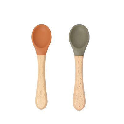 Set of two spoons (Camel / Sage)