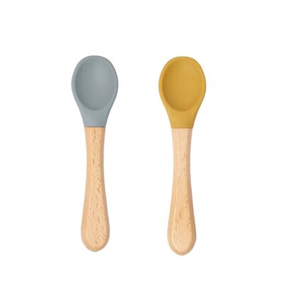 Set of two spoons (Pearl gray / Ocher)