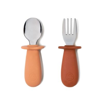 Fork/spoon cutlery set (Chestnut/Camel)