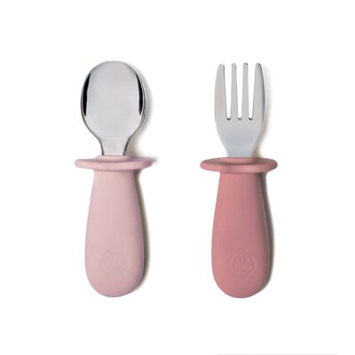 Juego de cubiertos tenedor / cuchara (rosa polvoriento / rosa