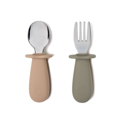 Fork/teaspoon cutlery set (Sage/Mole)
