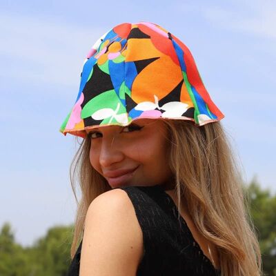 Summer hat - Bucket hat with colorful flower pattern