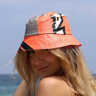 Bucket hat made by recycling kitesurf sails orange