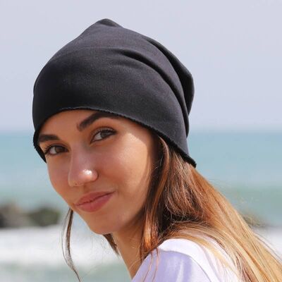 481 Black Sweatshirt fabric Beanie hat, Customizable beanies