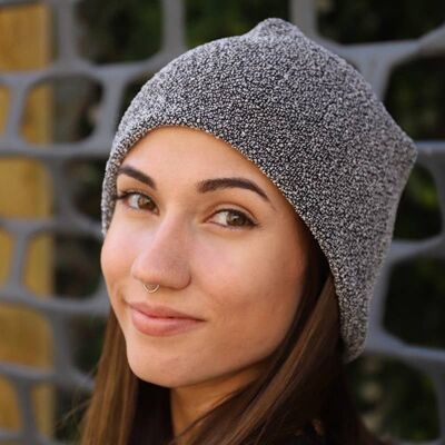 101 The Bouclè Beanie Hat, Double Silver Fabric, Bestseller