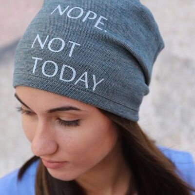 113  "Nope. Not Today" Melange Beanie Hat, Printed Beanies