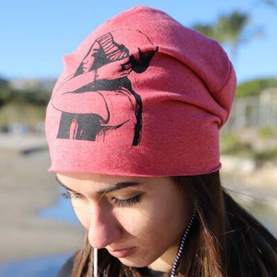 227 Beanie Girl, silkscreen print, cotton beanies, hats