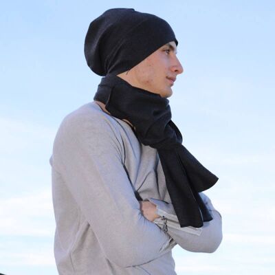 Two-Panel Beanie Hat - 32H Thin Boiled Wool