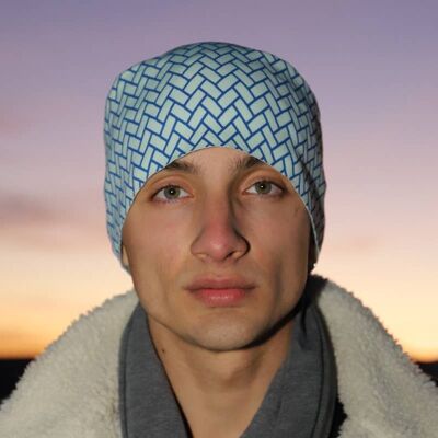 238H Fashion & Sport, Breathable, Blue pattern beanie hat