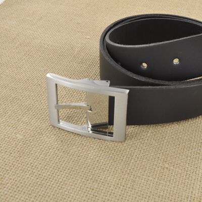 Matte black leather belt