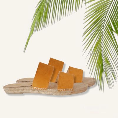 Sandalias tiras dobles de cuero de ante - Handmade in Spain