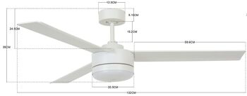 BAYSIDE - Ventilateur de plafond Lagoon avec télécommande et éclairage LED, blanc 3