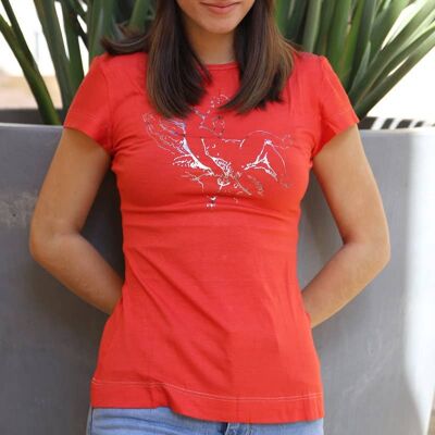 Angel - fresh & snug red Tee, foil print, Printed T-shirt