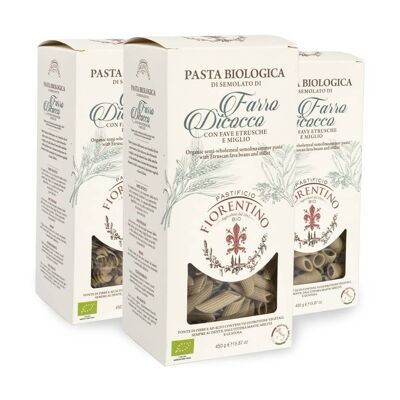 BIO SPELLED DICOCCO pasta with E. BEANS and MILLET: 6pcs