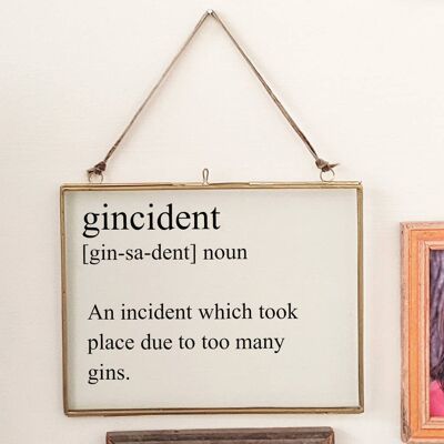 Typography Sayings Glass And Brass Frame - It's Gin O' Clock (somewhere) - Medium