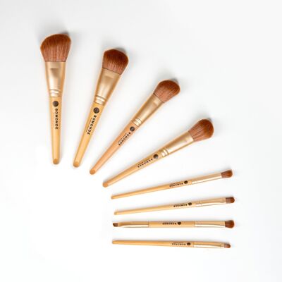 Complete 8 piece Vegan Makeup brush set - Synthetic hair