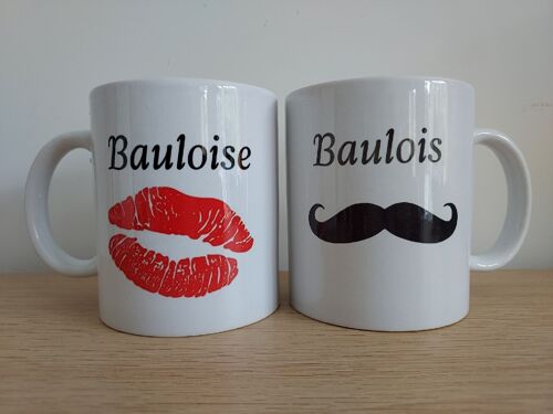 Mug blanc impression PERSONNALISABLE rouge et noir impression recto/verso