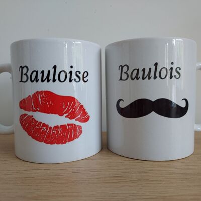 Mug blanc impression PERSONNALISABLE rouge et noir impression recto/verso