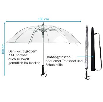Parapluie de golf transparent XXL Ø130 cm - bordure blanche 2