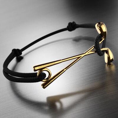 Golf bracelet stainless steel - gold colored black