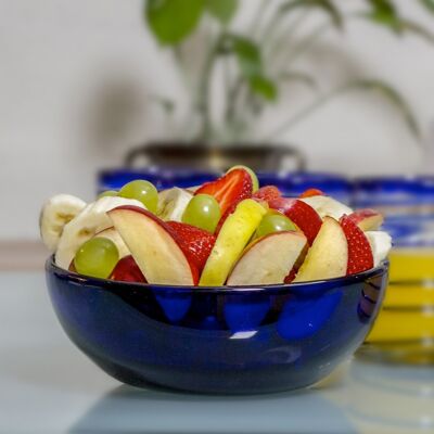 Glass bowl made from recycled glass cobalt, bowl