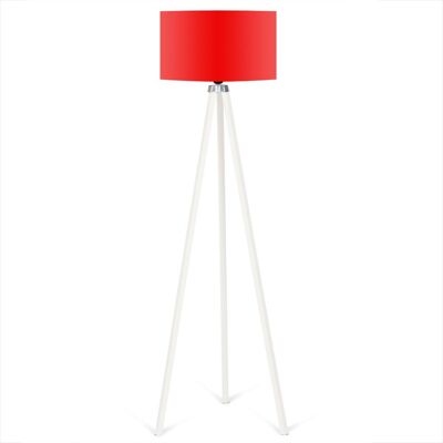 Lampada da terra treppiede Rosso - Bianco 140 x 40 cm