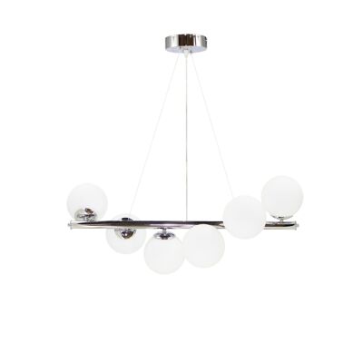 Twist ceiling light with 6 bulbs, round glass, chrome-white