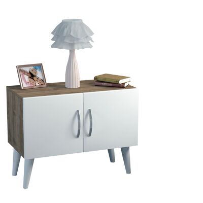 Bedside table 2 compartments Bellini White Walnut