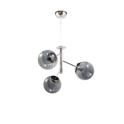 Ceiling light asymmetrical 3-lamp round glass chrome-grey