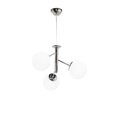 Ceiling light asymmetrical 3-lamp round glass chrome-white
