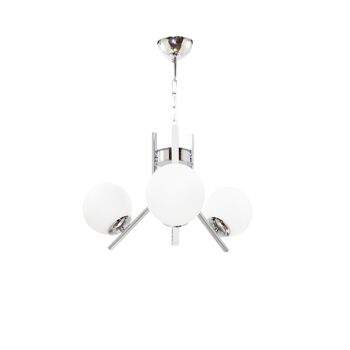 Plafonnier Elegance 3 lampes rond verre blanc chrome 1